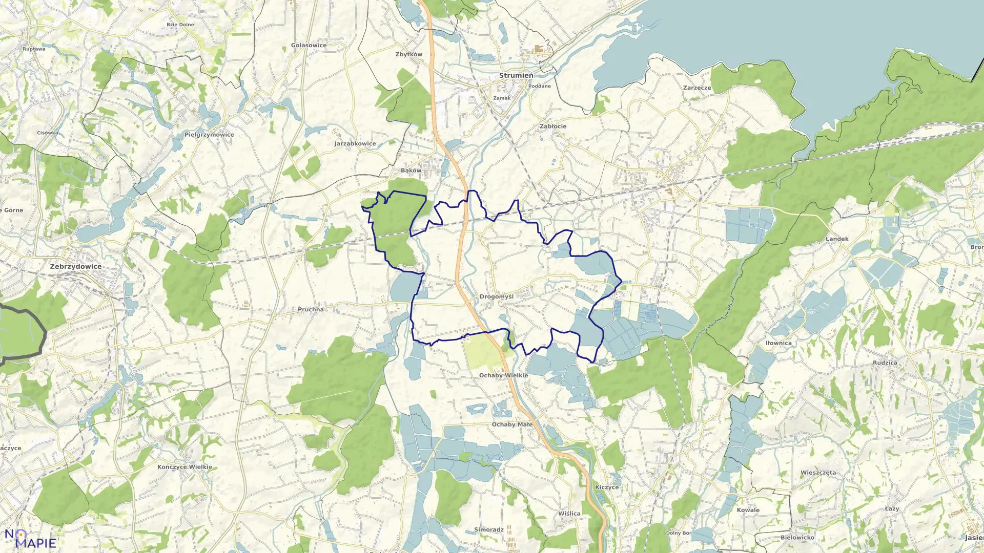 Mapa obrębu DROGOMYŚL w gminie Strumień